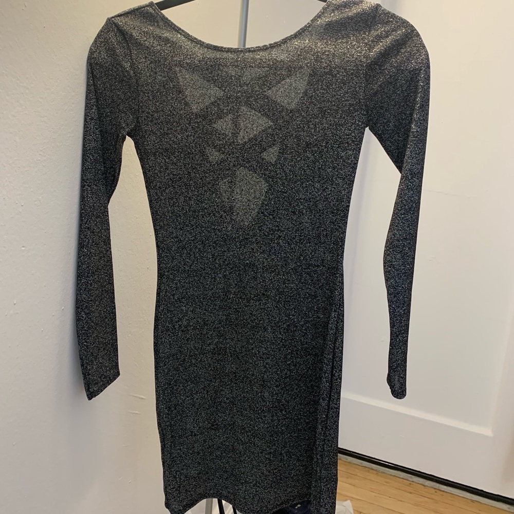 Sparkly Silver full-sleeved dress - Size XS